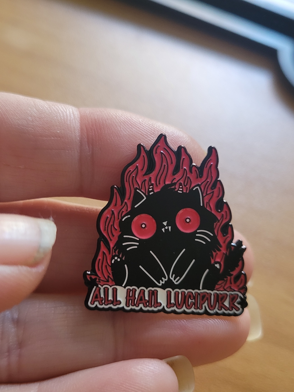 🍁NEW🍁All Hail Lucipurr Enamel Cat Pin - Black and Red